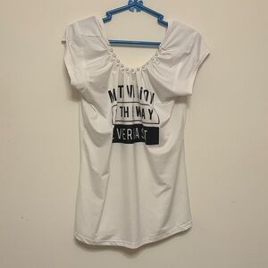 Everlast White Graphic Short Sleeve Top street DIY beads iconic athleisure sizeL